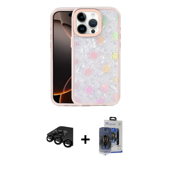 MARSİLYAN™- iPhone 15 Pro Max Kılıf Odak Prime - Siyah Vanessa Magic Cam + Siyah Raze Metal Kamera Lens
