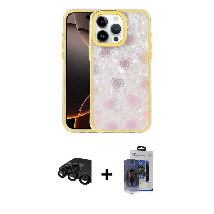 MARSİLYAN™- iPhone 15 Pro Max Kılıf Odak Prime - Siyah Vanessa Magic Cam + Siyah Raze Metal Kamera Lens