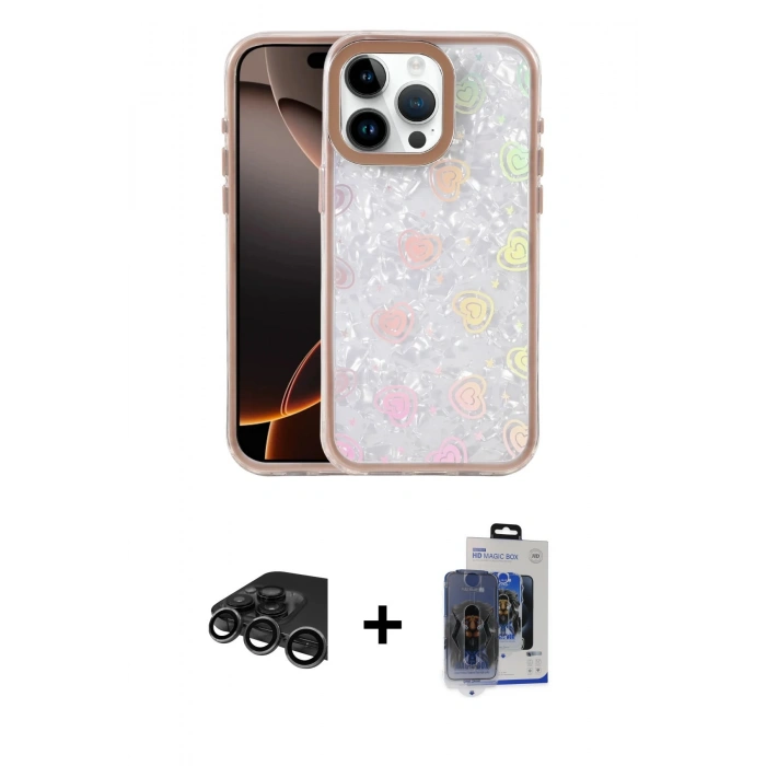 MARSİLYAN™- iPhone 15 Pro Max Kılıf Odak Prime - Siyah Vanessa Magic Cam + Titanyum Gri Raze Metal Kamera Lens