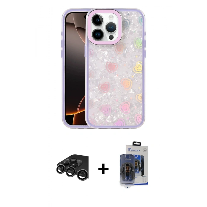 MARSİLYAN™- iPhone 15 Pro Max Kılıf Odak Prime - Siyah Vanessa Magic Cam + Titanyum Gri Raze Metal Kamera Lens