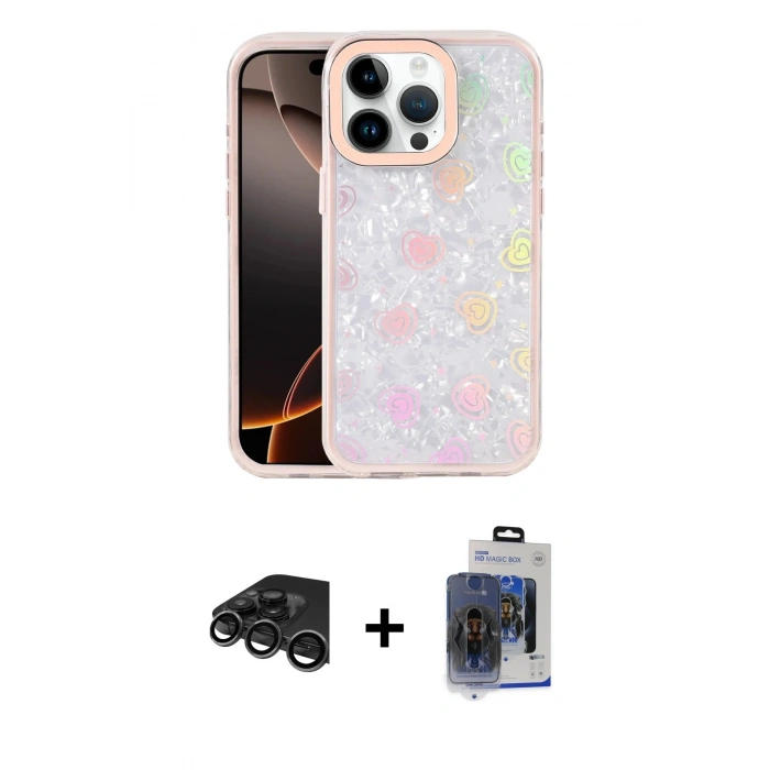 MARSİLYAN™- iPhone 15 Pro Max Kılıf Odak Prime - Siyah Vanessa Magic Cam + Titanyum Gri Raze Metal Kamera Lens