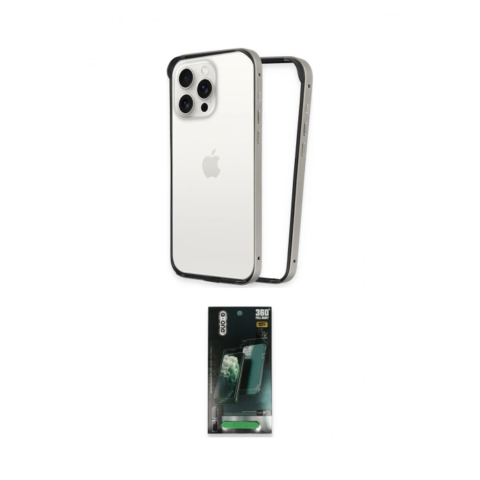 MARSİLYAN™- iPhone 15 Pro Max Kılıf Pusula Asil Koleksiyonu - Siyah 360 Mat Full Body Arka Koruyucu