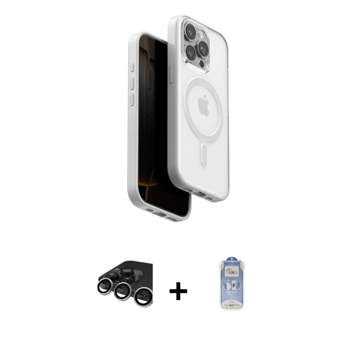 MARSİLYAN™- iPhone 15 Pro Max Kılıf Pusula Form Serisi - Siyah Joko Magic 5D Cam + Raze Metal Kamera Lens - GS