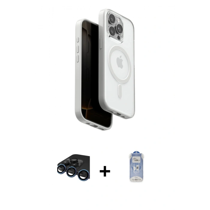MARSİLYAN™- iPhone 15 Pro Max Kılıf Pusula Form Serisi - Siyah Joko Magic 5D Cam + Raze Metal Kamera Lens - LT