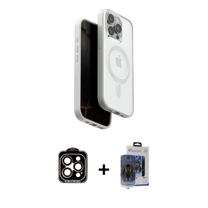 MARSİLYAN™- iPhone 15 Pro Max Kılıf Pusula Form Serisi - Siyah Vanessa Magic Cam + PVD Metal Kamera Lens - TU