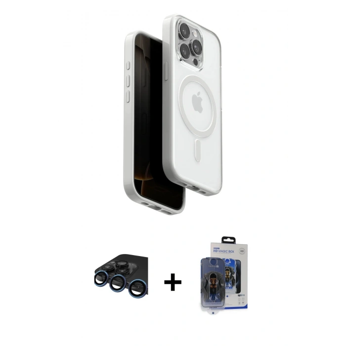 MARSİLYAN™- iPhone 15 Pro Max Kılıf Pusula Form Serisi - Siyah Vanessa Magic Cam + Raze Metal Kamera Lens - LT