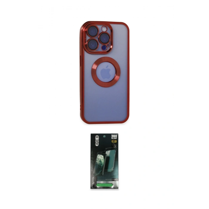 MARSİLYAN™- iPhone 15 Pro Max Kılıf Pusula Form - Siyah 360 Mat Full Body Arka Koruyucu