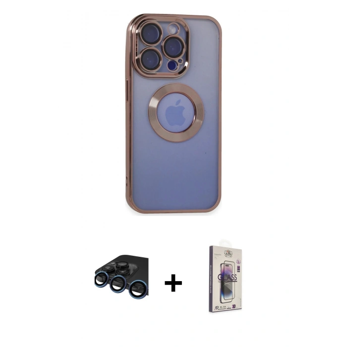 MARSİLYAN™- iPhone 15 Pro Max Kılıf Pusula Form - Siyah Bilvis 3D Cam Ekran Koruyucu + Raze Metal Kamera Lens - LT