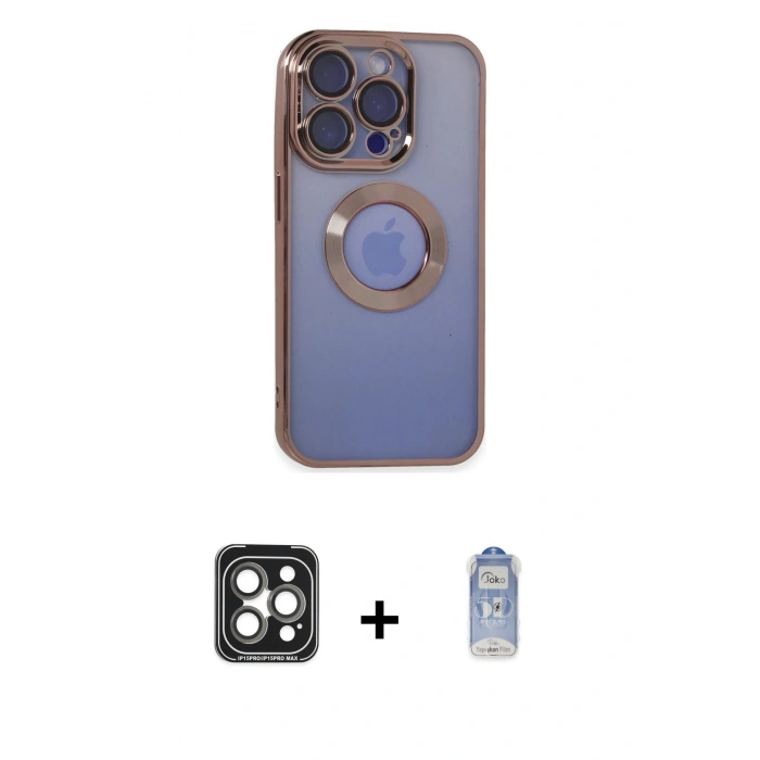 MARSİLYAN™- iPhone 15 Pro Max Kılıf Pusula Form - Siyah Joko Magic 5D Cam + PVD Metal Kamera Lens - GI