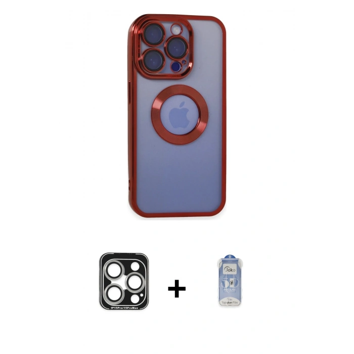 MARSİLYAN™- iPhone 15 Pro Max Kılıf Pusula Form - Siyah Joko Magic 5D Cam + PVD Metal Kamera Lens - GS
