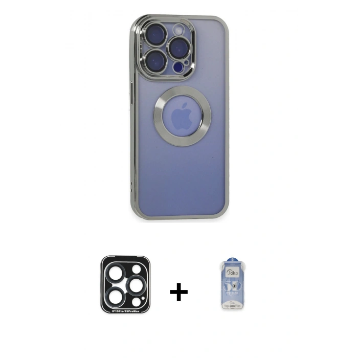 MARSİLYAN™- iPhone 15 Pro Max Kılıf Pusula Form - Siyah Joko Magic 5D Cam + PVD Metal Kamera Lens - LT