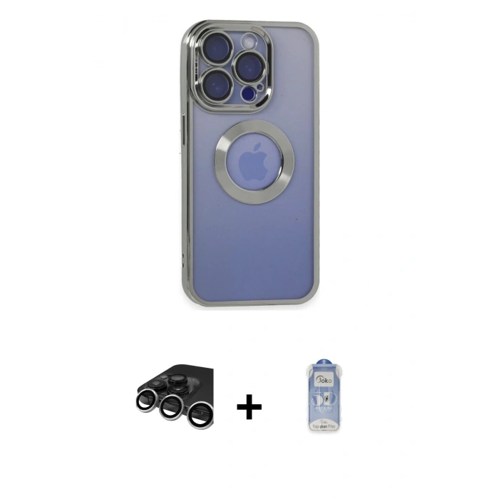 MARSİLYAN™- iPhone 15 Pro Max Kılıf Pusula Form - Siyah Joko Magic 5D Cam + Raze Metal Kamera Lens - GS