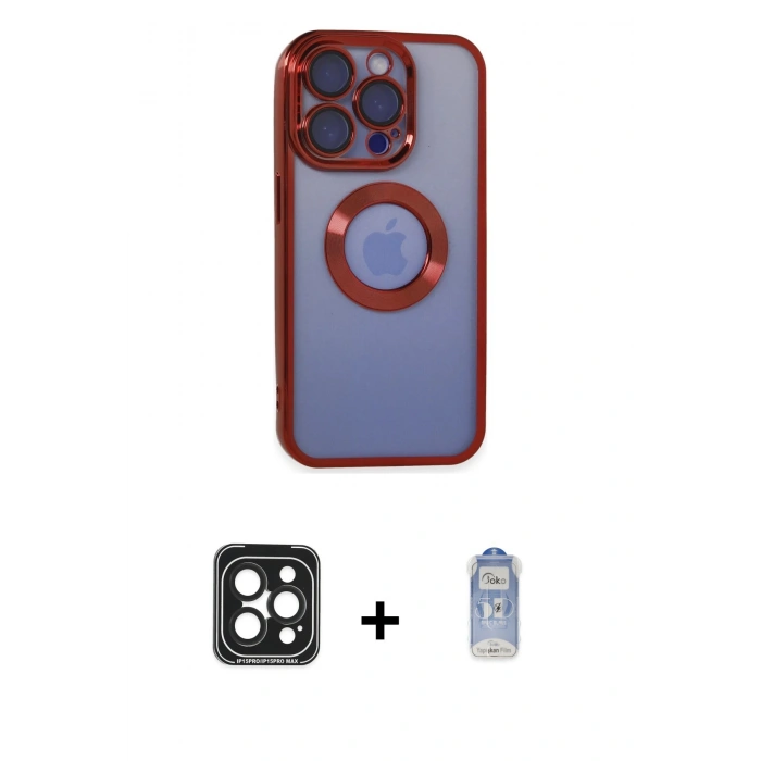 MARSİLYAN™- iPhone 15 Pro Max Kılıf Pusula Form - Siyah Joko Magic 5D Cam + PVD Metal Kamera Lens - SH