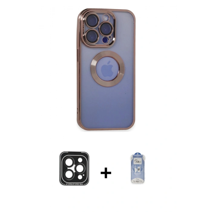 MARSİLYAN™- iPhone 15 Pro Max Kılıf Pusula Form - Siyah Joko Magic 5D Cam + PVD Metal Kamera Lens - SH