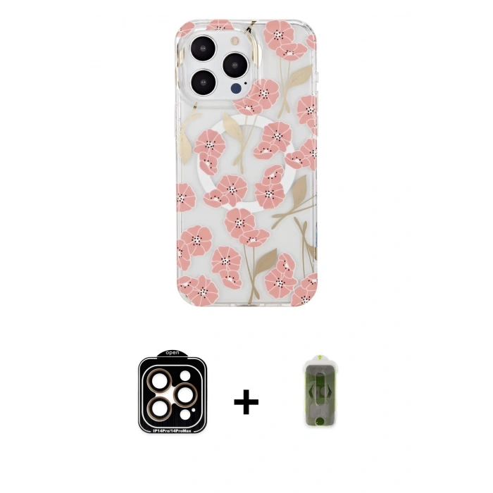MARSİLYAN™- iPhone 15 Pro Max Kılıf Pusula Form - Siyah Joko Magic 5D Hayalet Cam + PVD Metal Kamera Lens - TU