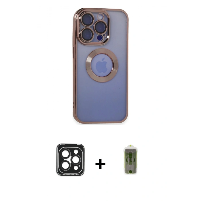 MARSİLYAN™- iPhone 15 Pro Max Kılıf Pusula Form - Siyah Joko Magic 5D Hayalet Cam + PVD Metal Kamera Lens - SH