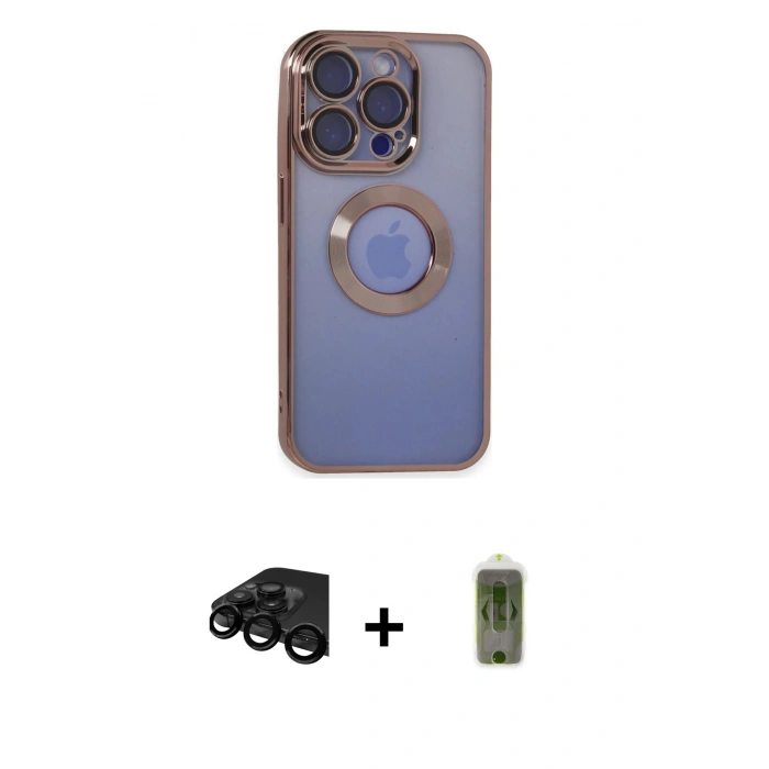MARSİLYAN™- iPhone 15 Pro Max Kılıf Pusula Form - Siyah Joko Magic 5D Hayalet Cam + Siyah Raze Metal Kamera Lens