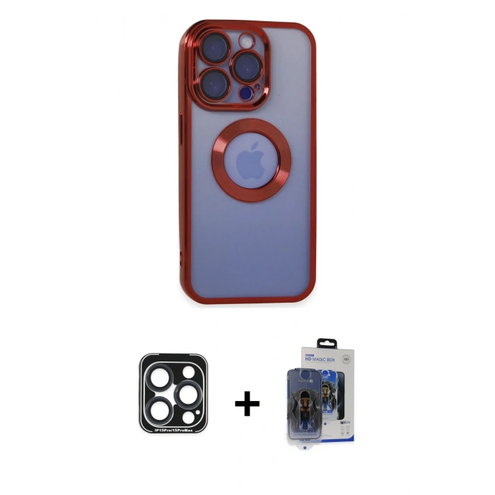 MARSİLYAN™- iPhone 15 Pro Max Kılıf Pusula Form - Siyah Vanessa Magic Cam + PVD Metal Kamera Lens - LT
