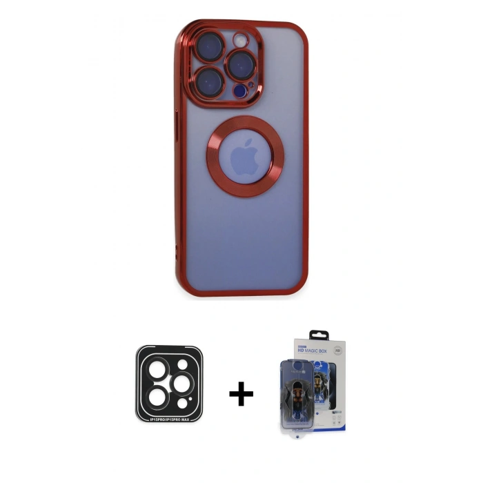 MARSİLYAN™- iPhone 15 Pro Max Kılıf Pusula Form - Siyah Vanessa Magic Cam + PVD Metal Kamera Lens - SH
