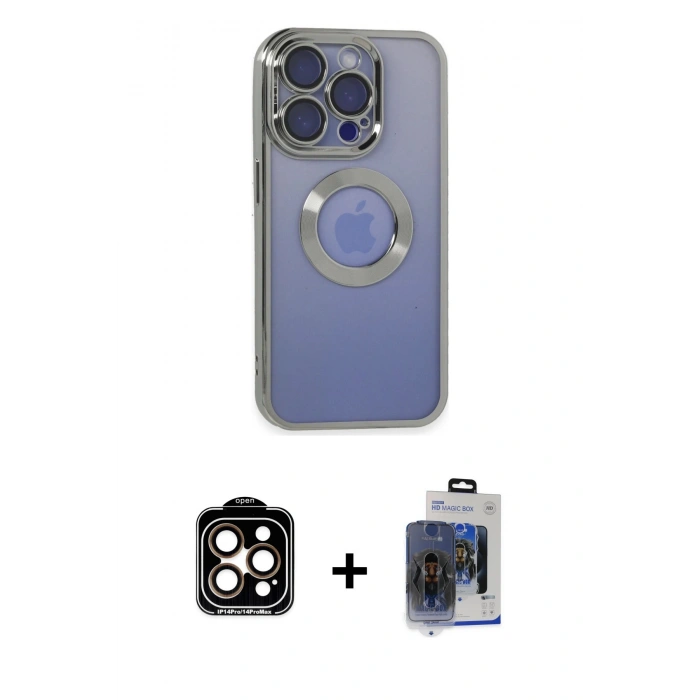 MARSİLYAN™- iPhone 15 Pro Max Kılıf Pusula Form - Siyah Vanessa Magic Cam + PVD Metal Kamera Lens - TU