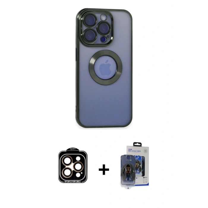 MARSİLYAN™- iPhone 15 Pro Max Kılıf Pusula Form - Siyah Vanessa Magic Cam + PVD Metal Kamera Lens - TU