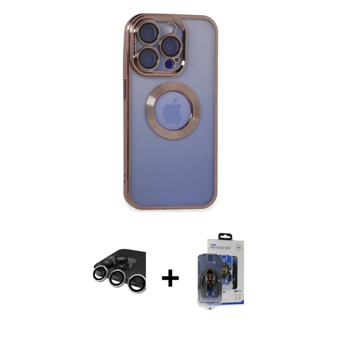 MARSİLYAN™- iPhone 15 Pro Max Kılıf Pusula Form - Siyah Vanessa Magic Cam + Raze Metal Kamera Lens - GS