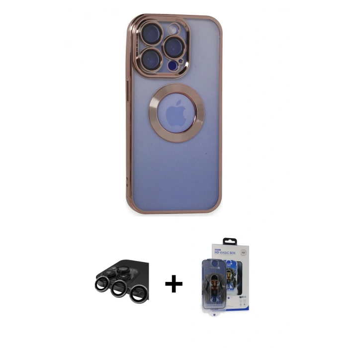 MARSİLYAN™- iPhone 15 Pro Max Kılıf Pusula Form - Siyah Vanessa Magic Cam + Raze Metal Kamera Lens - TMGI