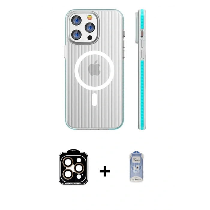 MARSİLYAN™- iPhone 15 Pro Max Kılıf Pusula Minimal Koleksiyonu - Siyah Joko Magic 5D Cam + PVD Metal Kamera Lens - TU