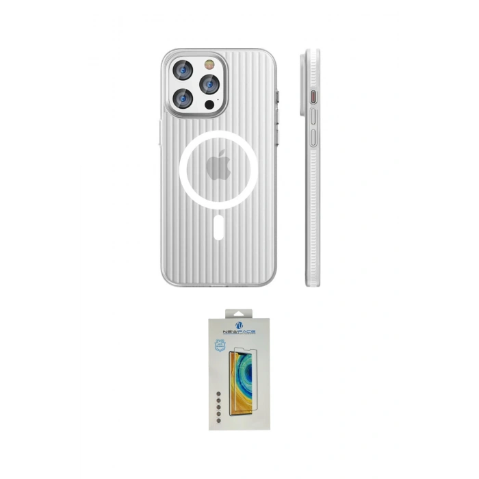 MARSİLYAN™- iPhone 15 Pro Max Kılıf Pusula Minimal Koleksiyonu - Siyah Polymer Nano Ekran Koruyucu