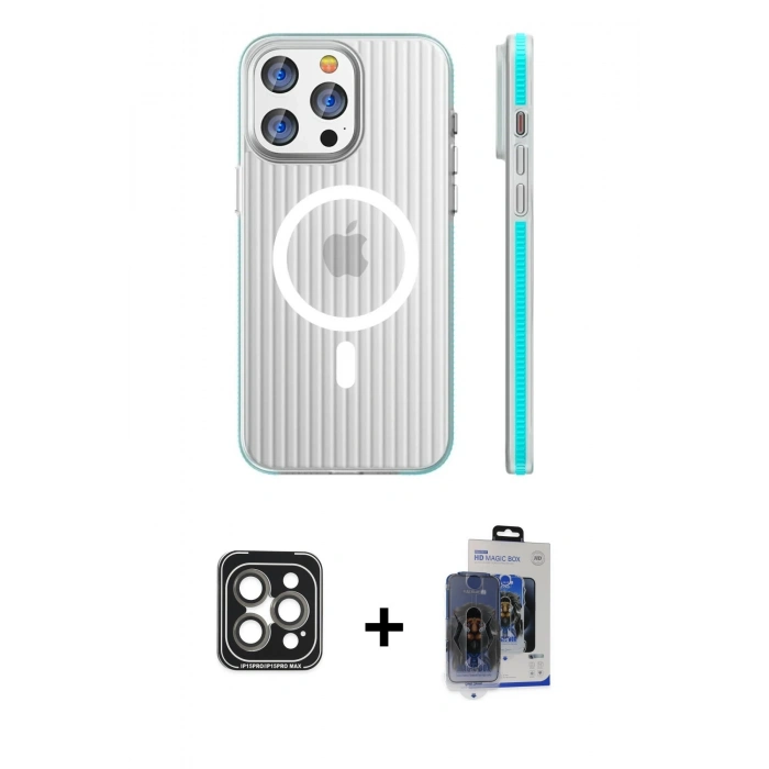 MARSİLYAN™- iPhone 15 Pro Max Kılıf Pusula Minimal Koleksiyonu - Siyah Vanessa Magic Cam + PVD Metal Kamera Lens - GI