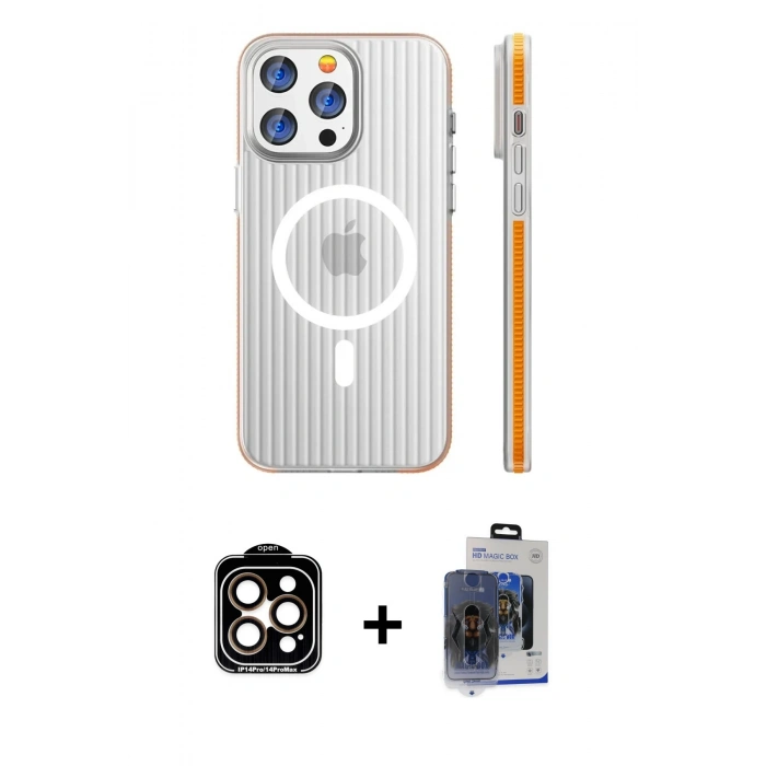 MARSİLYAN™- iPhone 15 Pro Max Kılıf Pusula Minimal Koleksiyonu - Siyah Vanessa Magic Cam + PVD Metal Kamera Lens - TU