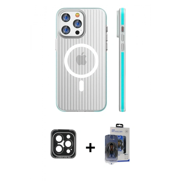 MARSİLYAN™- iPhone 15 Pro Max Kılıf Pusula Minimal Koleksiyonu - Siyah Vanessa Magic Cam + PVD Metal Kamera Lens - SH