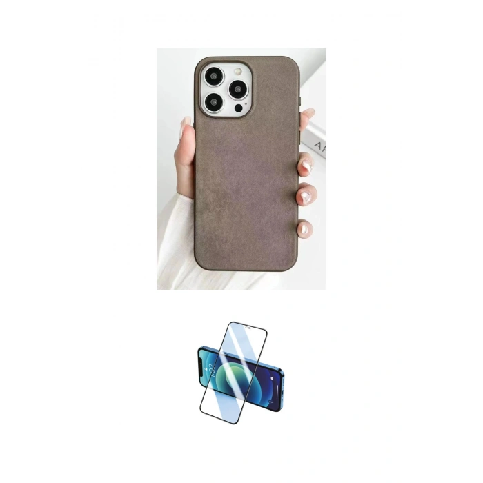 MARSİLYAN™- iPhone 15 Pro Max Kılıf Pusula Modern - Siyah 3D Antistatik Seramik Nano Ekran Koruyucu