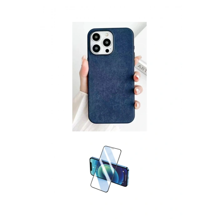 MARSİLYAN™- iPhone 15 Pro Max Kılıf Pusula Modern - Siyah 3D Antistatik Seramik Nano Ekran Koruyucu