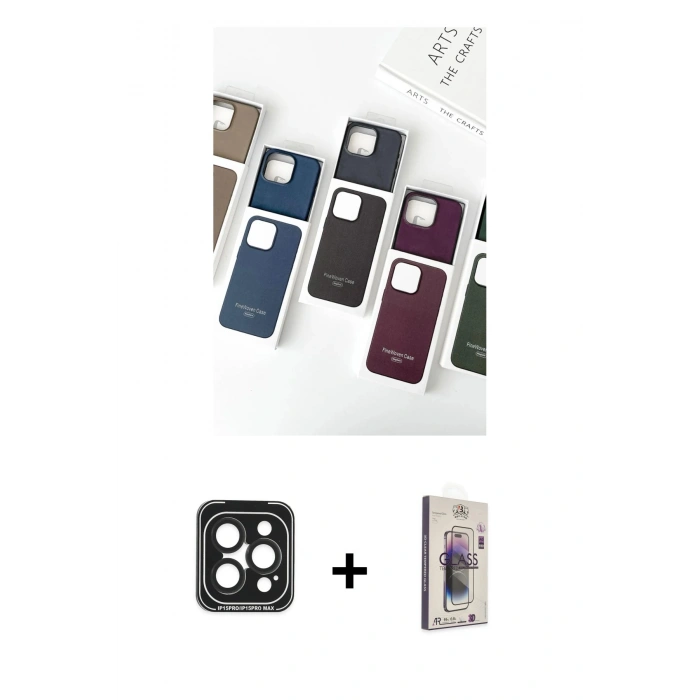 MARSİLYAN™- iPhone 15 Pro Max Kılıf Pusula Modern - Siyah Bilvis 3D Cam Ekran Koruyucu + PVD Metal Kamera Lens - SH