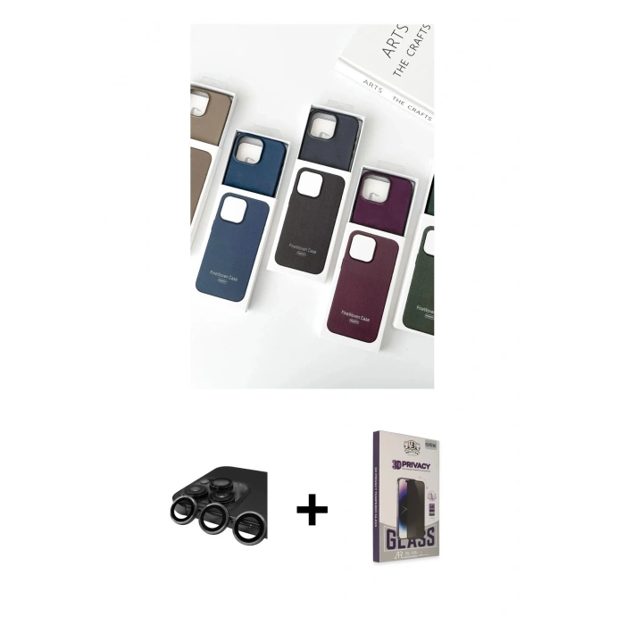 MARSİLYAN™- iPhone 15 Pro Max Kılıf Pusula Modern - Siyah Bilvis Hayalet Cam Ekran Koruyucu + Raze Metal Kamera Lens - TMGI