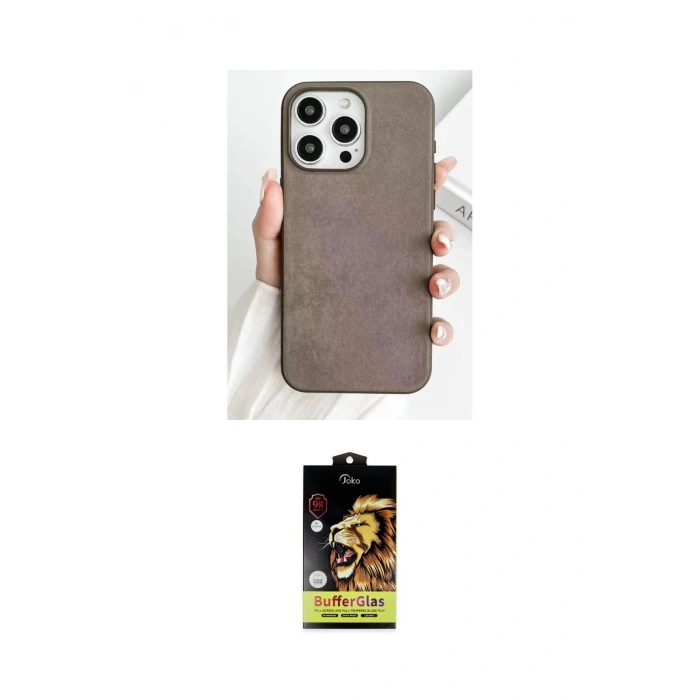 MARSİLYAN™- iPhone 15 Pro Max Kılıf Pusula Modern - Siyah Buffer Cam Ekran Koruyucu