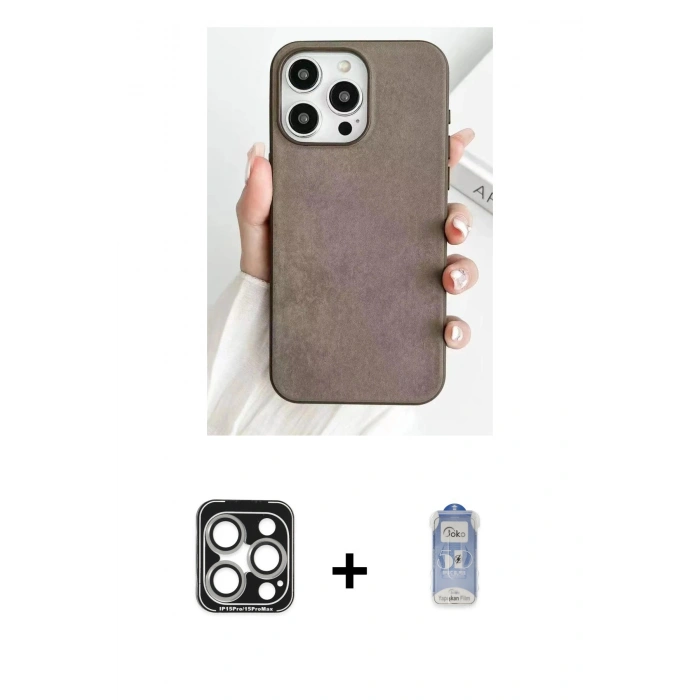 MARSİLYAN™- iPhone 15 Pro Max Kılıf Pusula Modern - Siyah Joko Magic 5D Cam + PVD Metal Kamera Lens - GS