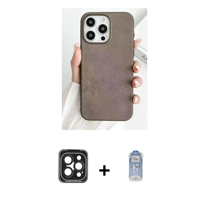 MARSİLYAN™- iPhone 15 Pro Max Kılıf Pusula Modern - Siyah Joko Magic 5D Cam + PVD Metal Kamera Lens - SH