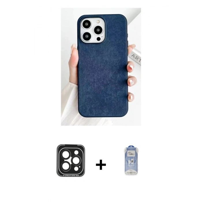 MARSİLYAN™- iPhone 15 Pro Max Kılıf Pusula Modern - Siyah Joko Magic 5D Cam + PVD Metal Kamera Lens - SH