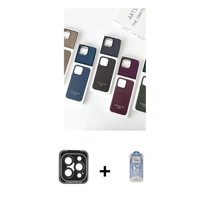 MARSİLYAN™- iPhone 15 Pro Max Kılıf Pusula Modern - Siyah Joko Magic 5D Cam + PVD Metal Kamera Lens - SH
