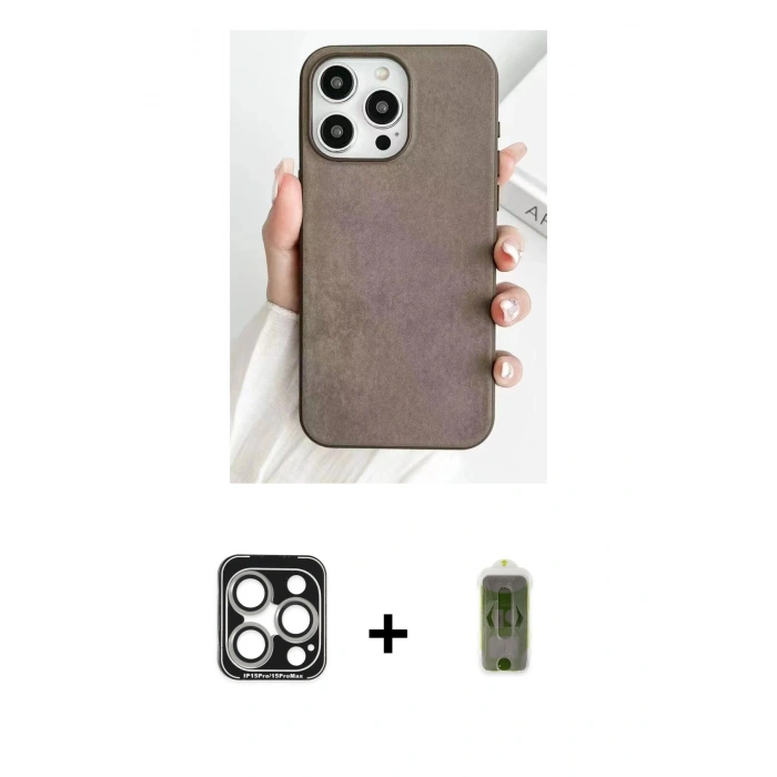 MARSİLYAN™- iPhone 15 Pro Max Kılıf Pusula Modern - Siyah Joko Magic 5D Hayalet Cam + PVD Metal Kamera Lens - GS
