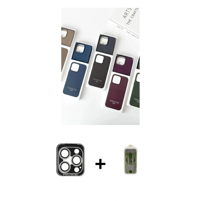 MARSİLYAN™- iPhone 15 Pro Max Kılıf Pusula Modern - Siyah Joko Magic 5D Hayalet Cam + PVD Metal Kamera Lens - GS