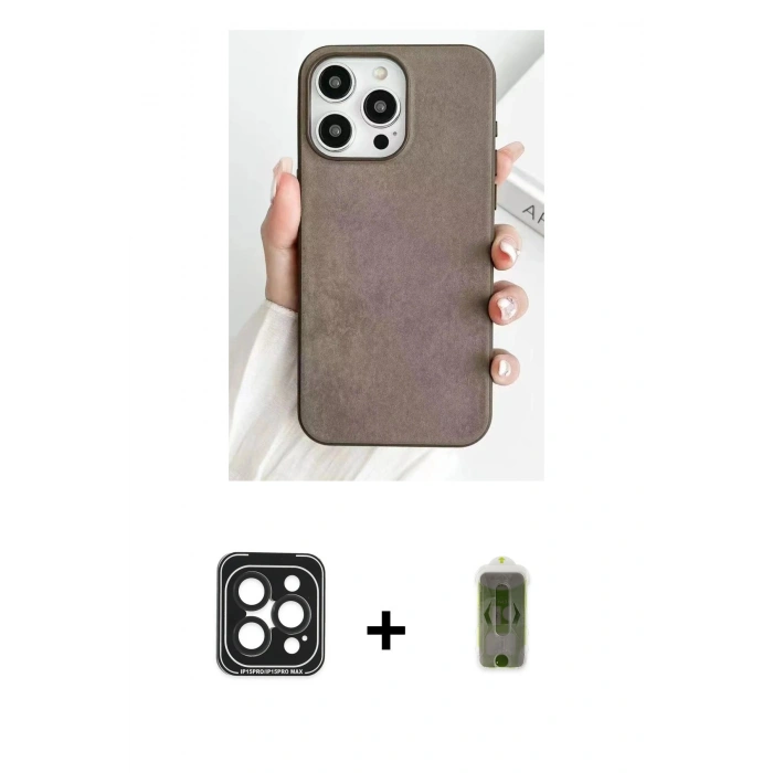 MARSİLYAN™- iPhone 15 Pro Max Kılıf Pusula Modern - Siyah Joko Magic 5D Hayalet Cam + PVD Metal Kamera Lens - SH