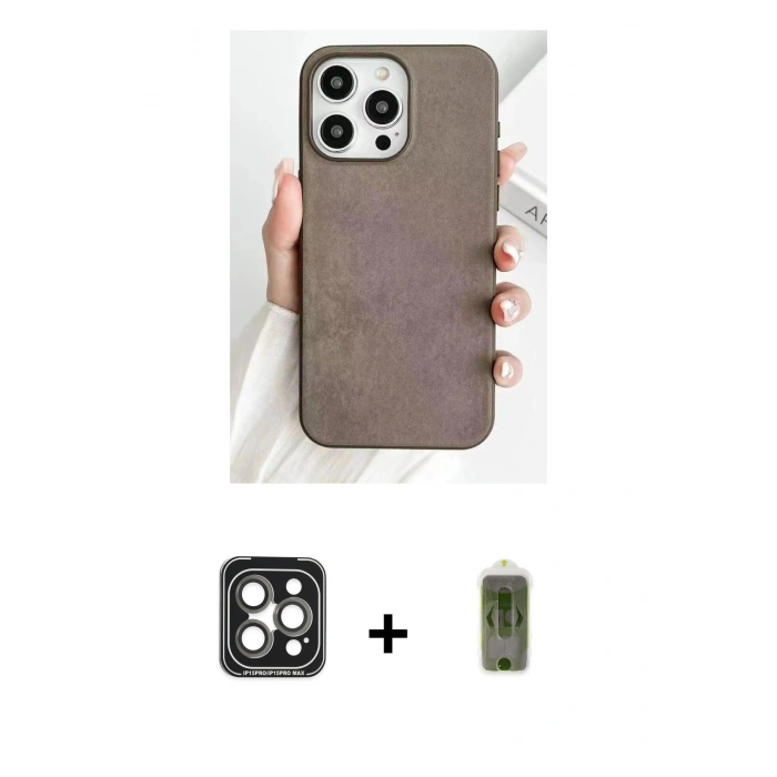 MARSİLYAN™- iPhone 15 Pro Max Kılıf Pusula Modern - Siyah Joko Magic 5D Hayalet Cam + PVD Metal Kamera Lens - GI