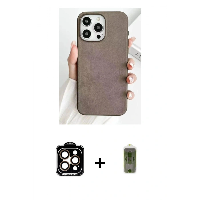 MARSİLYAN™- iPhone 15 Pro Max Kılıf Pusula Modern - Siyah Joko Magic 5D Hayalet Cam + PVD Metal Kamera Lens - TU