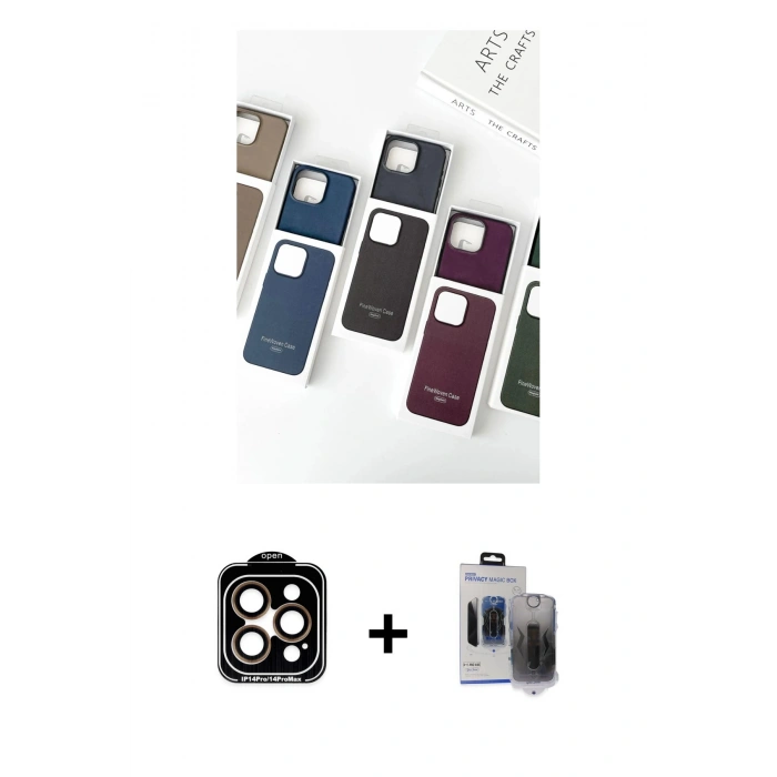 MARSİLYAN™- iPhone 15 Pro Max Kılıf Pusula Modern - Siyah Vanessa Magic Hayalet Cam + PVD Metal Kamera Lens - TU