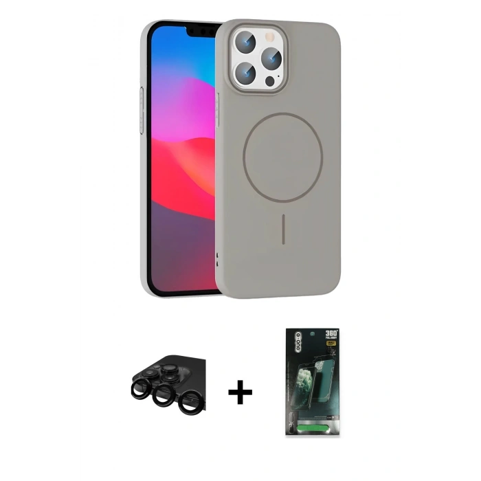 MARSİLYAN™- iPhone 15 Pro Max Kılıf Siluet Doku Özel Seri - Şeffaf 360 Full Body Arka Koruyucu + Raze Metal Kamera Lens - SH