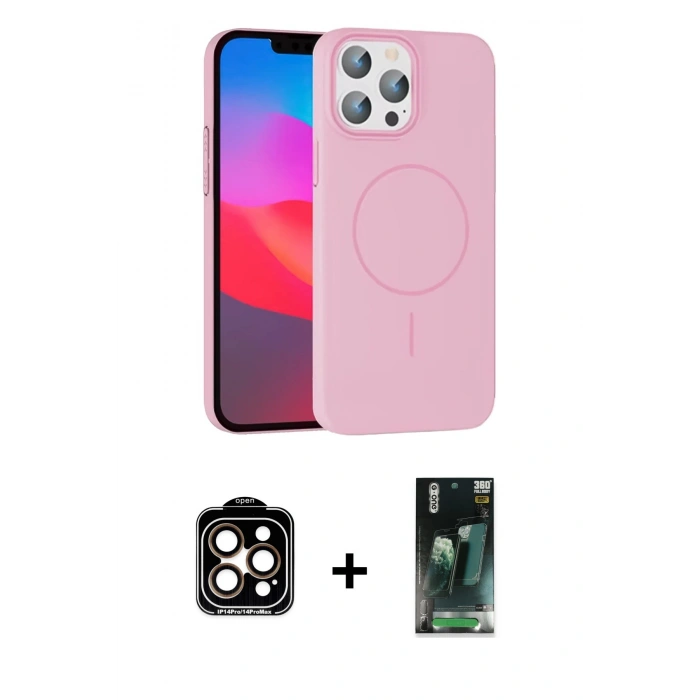 MARSİLYAN™- iPhone 15 Pro Max Kılıf Siluet Doku Özel Seri - Şeffaf 360 Full Body Arka Koruyucu + PVD Metal Kamera Lens - TU