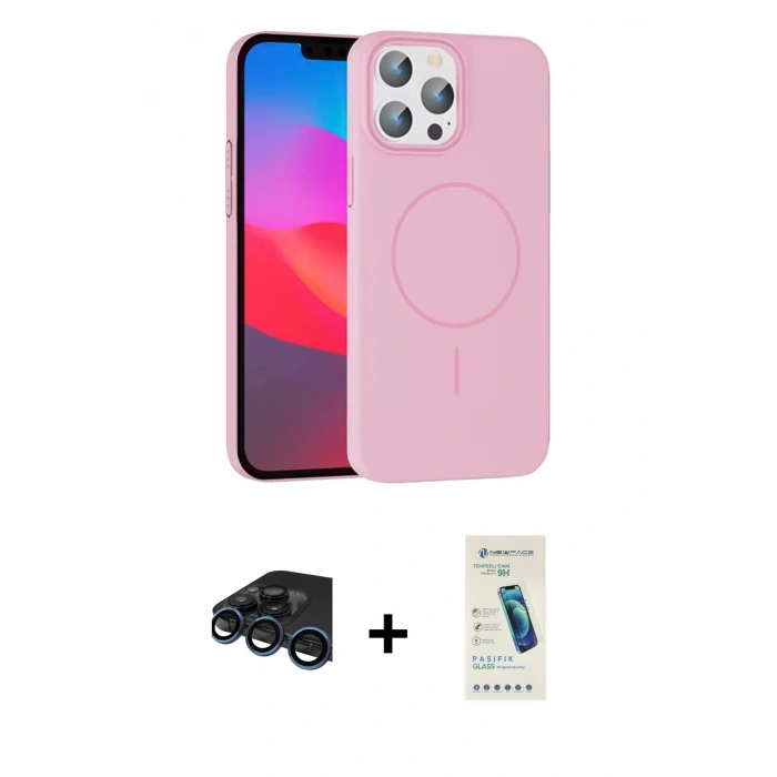 MARSİLYAN™- iPhone 15 Pro Max Kılıf Siluet Doku Özel Seri - Şeffaf Pasifik Cam Ekran Koruyucu + Raze Metal Kamera Lens - LT